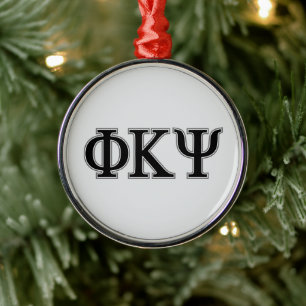 Phi Kappa Psi Greek Letters Black & Grey Logo Metal Ornament