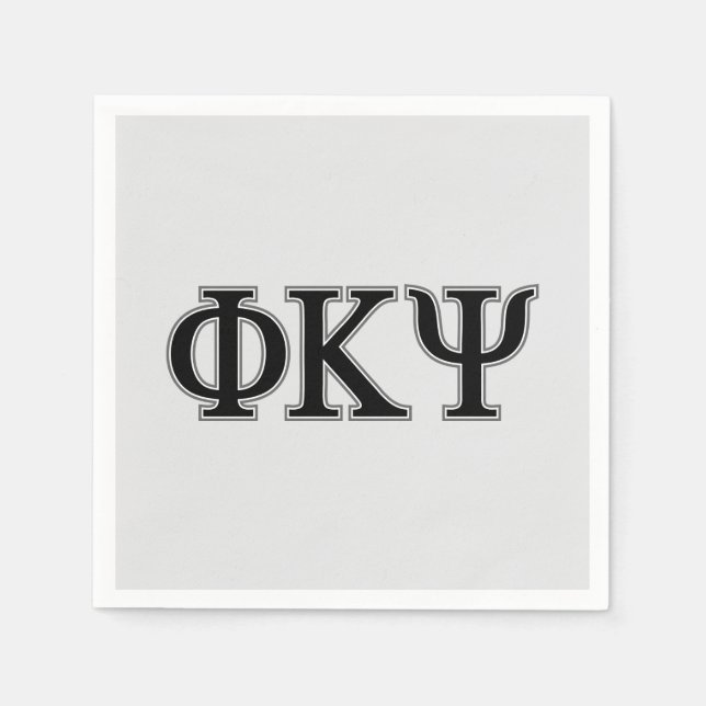 Phi Kappa Psi Greek Letters Black & Grey Logo Napkins (Front)