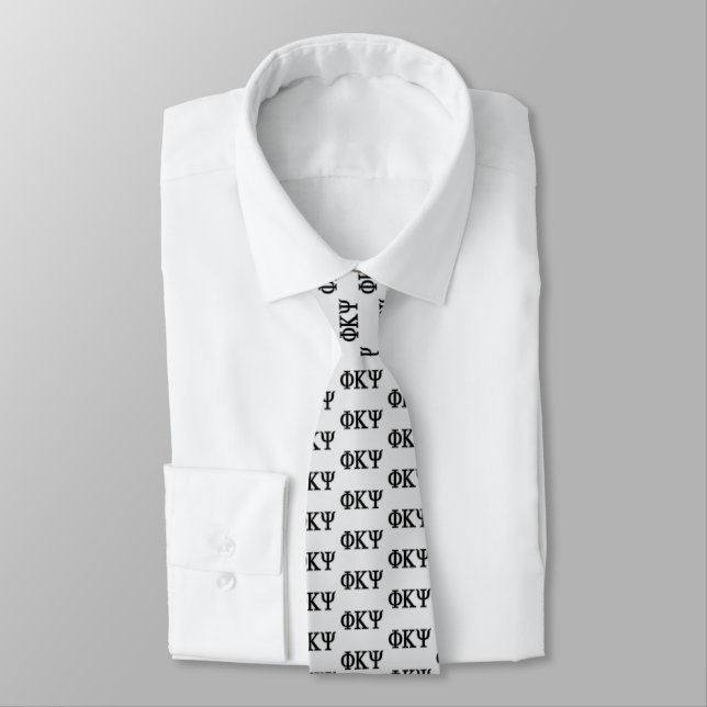 Phi Kappa Psi Greek Letters Black & Grey Logo Neck Tie (Tied)