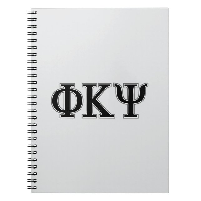 Phi Kappa Psi Greek Letters Black & Grey Logo Notebook (Front)