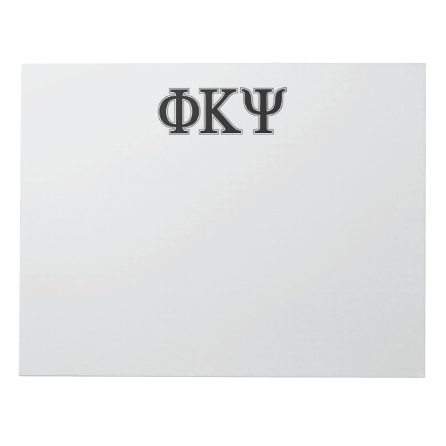 Phi Kappa Psi Greek Letters Black & Grey Logo Notepad (Front)