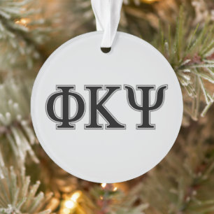 Phi Kappa Psi Greek Letters Black & Grey Logo Ornament
