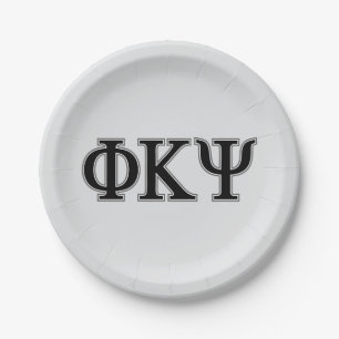 Phi Kappa Psi Greek Letters Black & Grey Logo Paper Plates