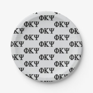 Phi Kappa Psi Greek Letters Black & Grey Logo Paper Plates