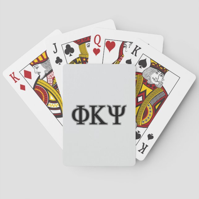 Phi Kappa Psi Greek Letters Black & Grey Logo Poker Cards (Back)