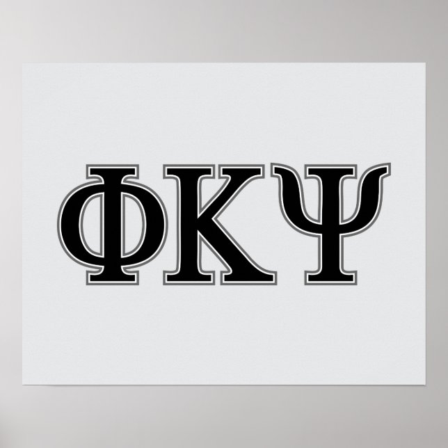 Phi Kappa Psi Greek Letters Black & Grey Logo Poster (Front)
