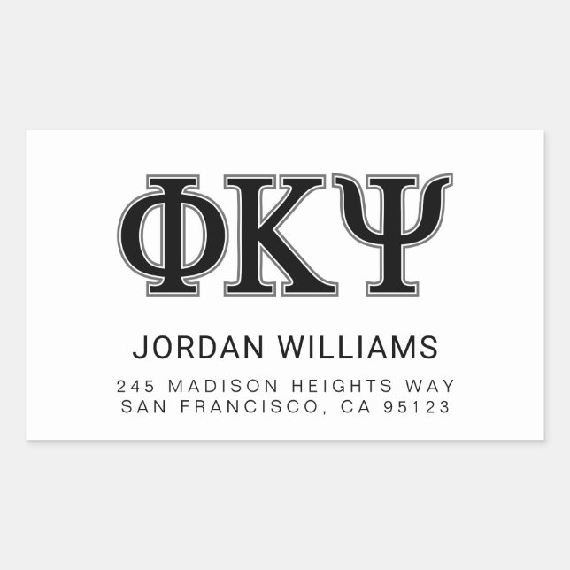 Phi Kappa Psi Greek Letters Black & Grey Logo Rectangular Sticker (Front)
