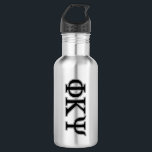 Phi Kappa Psi Greek Letters Black & Grey Logo Stainless Steel Water Bottle<br><div class="desc">This product proudly showcases the iconic Greek letters of Phi Kappa Psi Fraternity, presented in a bold black with a distinct grey outline. The block-style letters Phi (Φ), Kappa (K), and Psi (Ψ) are prominently displayed, creating a strong and recognizable symbol of the fraternity. This classic representation embodies the tradition,...</div>