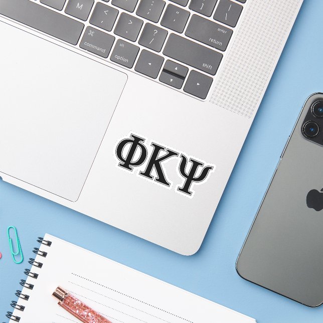 Phi Kappa Psi Greek Letters Black & Grey Logo Sticker (Laptop w/ iPhone)
