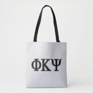 Phi Kappa Psi Greek Letters Black & Grey Logo Tote Bag
