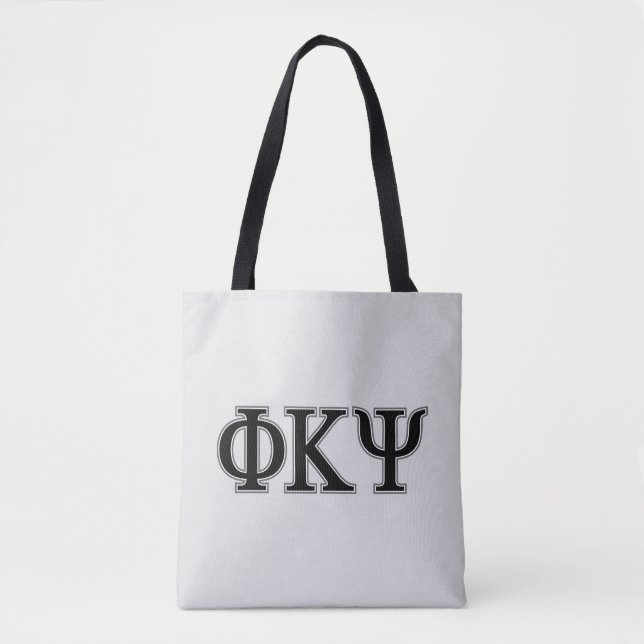 Phi Kappa Psi Greek Letters Black & Grey Logo Tote Bag (Front)
