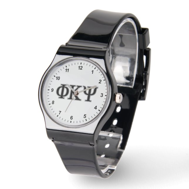Phi Kappa Psi Greek Letters Black & Grey Logo Watch (Angle)
