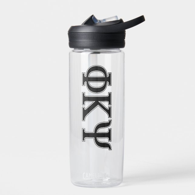 Phi Kappa Psi Greek Letters Black & Grey Logo Water Bottle (Left)