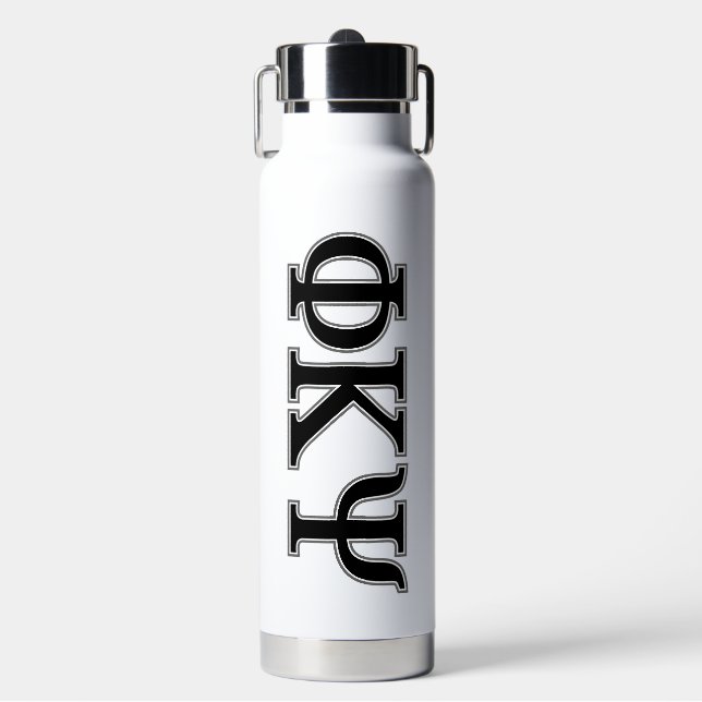 Phi Kappa Psi Greek Letters Black & Grey Logo Water Bottle (Front)