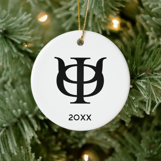 Phi Kappa Psi Greek Letters Black Logo Ceramic Ornament (Tree)