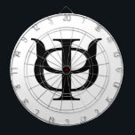 Phi Kappa Psi Greek Letters Black Logo Dart Board<br><div class="desc">This product proudly showcases the iconic Greek letters of Phi Kappa Psi Fraternity, elegantly intertwined in a bold black. The stylized Phi (Φ) and Psi (Ψ) are presented in a powerful interlocking form, creating a strong and recognizable symbol of the fraternity's unity. This classic representation embodies the tradition, brotherhood, and...</div>
