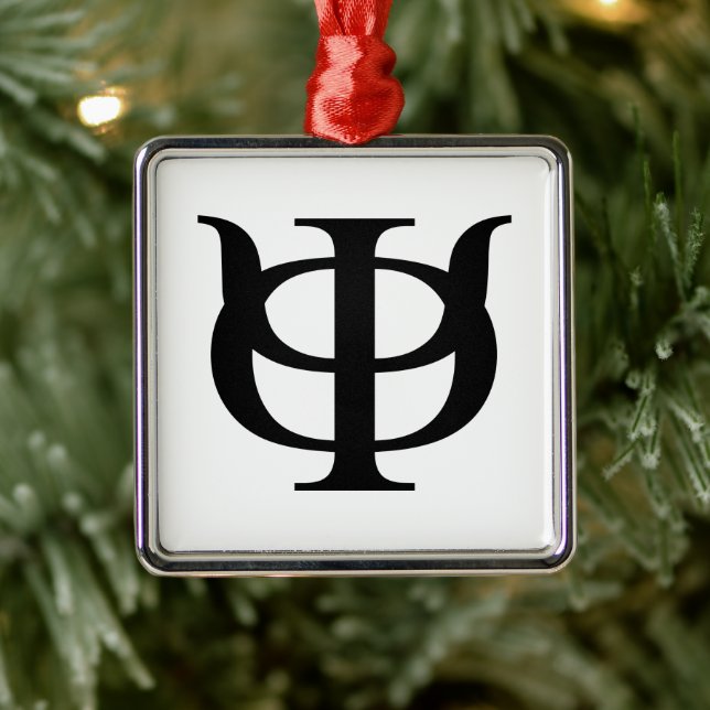 Phi Kappa Psi Greek Letters Black Logo Metal Ornament (Tree)
