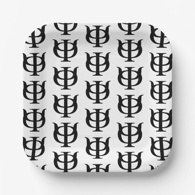 Phi Kappa Psi Greek Letters Black Logo Paper Plates (Front)