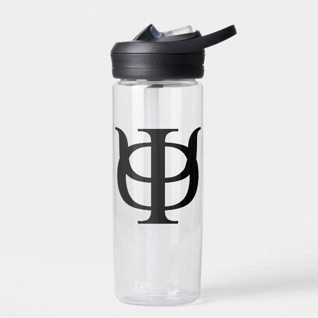 Phi Kappa Psi Greek Letters Black Logo Water Bottle (Left)
