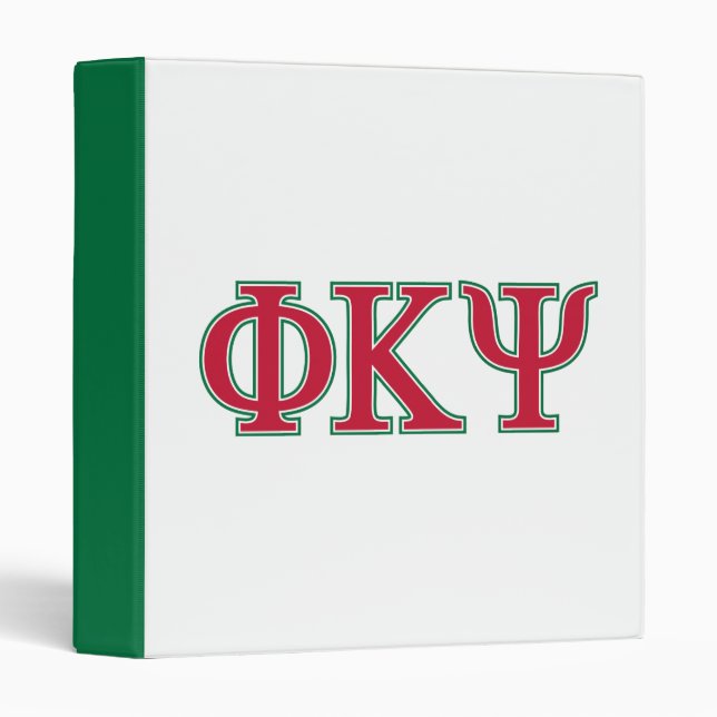 Phi Kappa Psi Greek Letters Red & Green Logo 3 Ring Binder (Front/Spine)