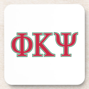 Phi Kappa Psi Greek Letters Red & Green Logo Beverage Coaster