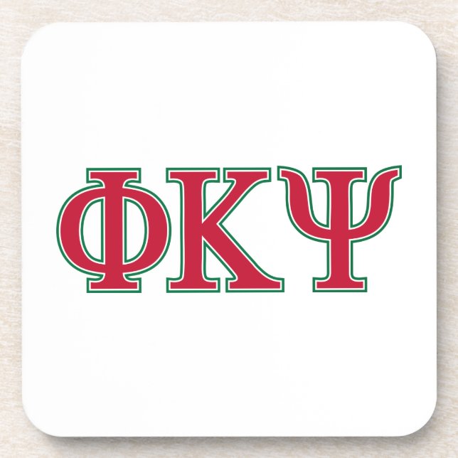 Phi Kappa Psi Greek Letters Red & Green Logo Beverage Coaster (Front)