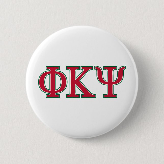 Phi Kappa Psi Greek Letters Red & Green Logo Button (Front)