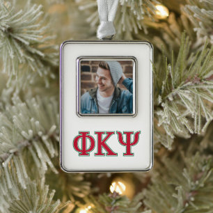 Phi Kappa Psi Greek Letters Red & Green Logo Christmas Ornament