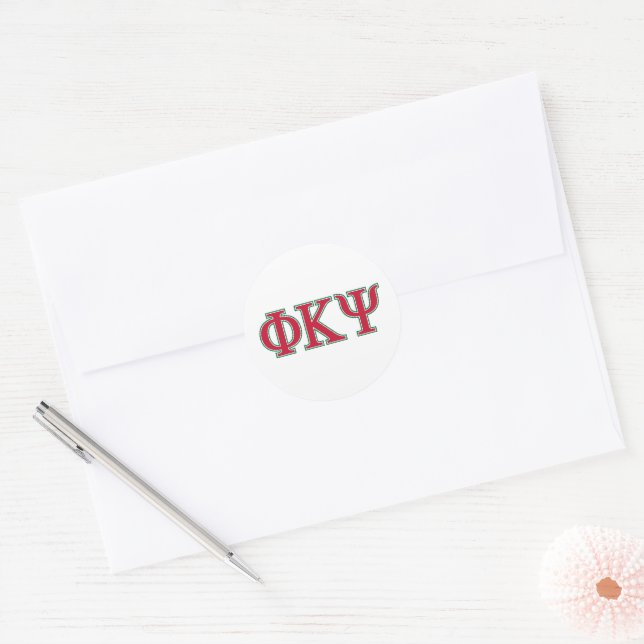 Phi Kappa Psi Greek Letters Red & Green Logo Classic Round Sticker (Envelope)