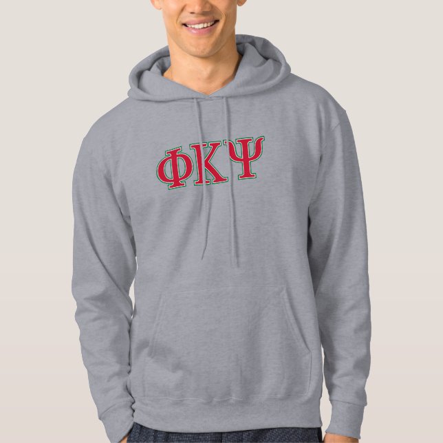 Phi Kappa Psi Greek Letters Red & Green Logo Hoodie (Front)
