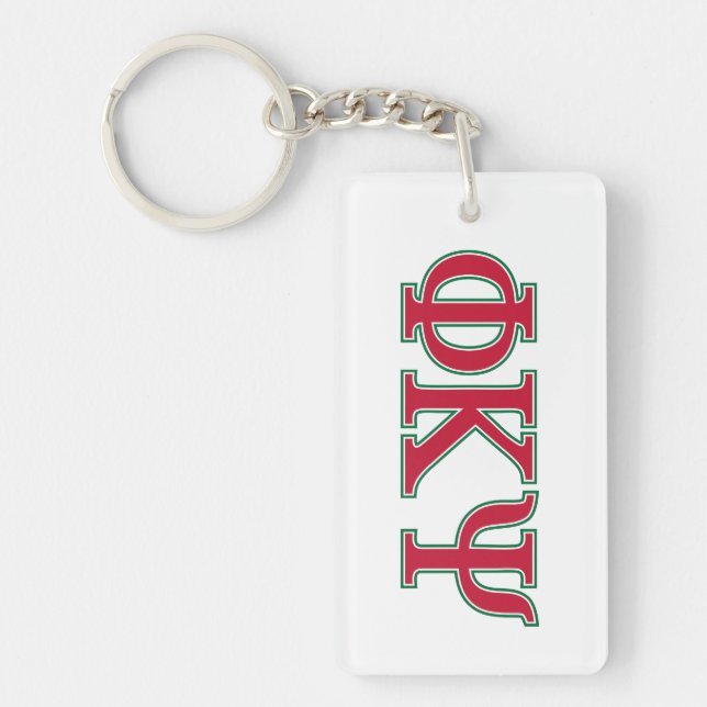 Phi Kappa Psi Greek Letters Red & Green Logo Keychain (Front)