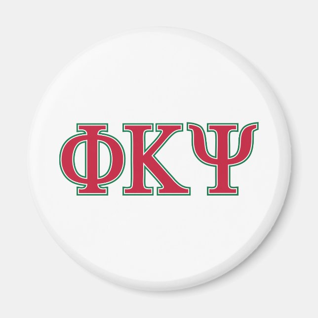 Phi Kappa Psi Greek Letters Red & Green Logo Magnet (Front)