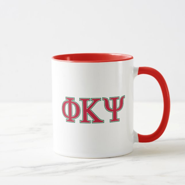 Phi Kappa Psi Greek Letters Red & Green Logo Mug (Right)