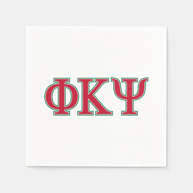 Phi Kappa Psi Greek Letters Red & Green Logo Napkins (Front)