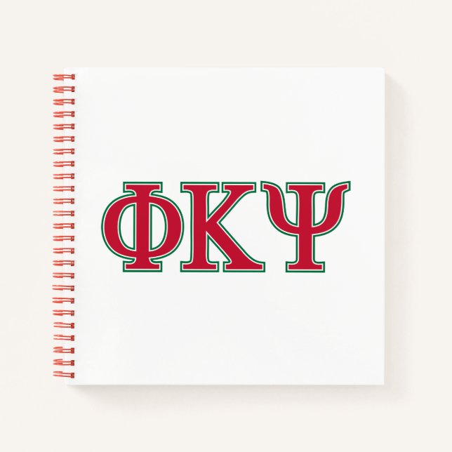 Phi Kappa Psi Greek Letters Red & Green Logo Notebook (Front)