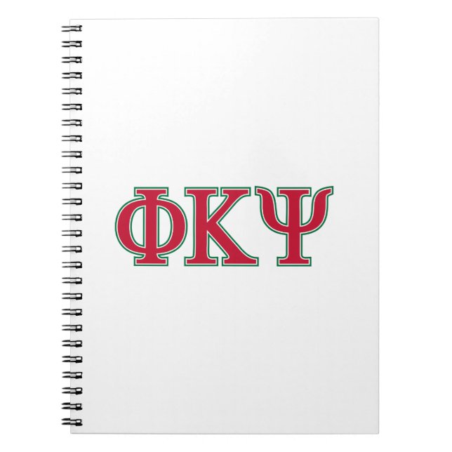 Phi Kappa Psi Greek Letters Red & Green Logo Notebook (Front)
