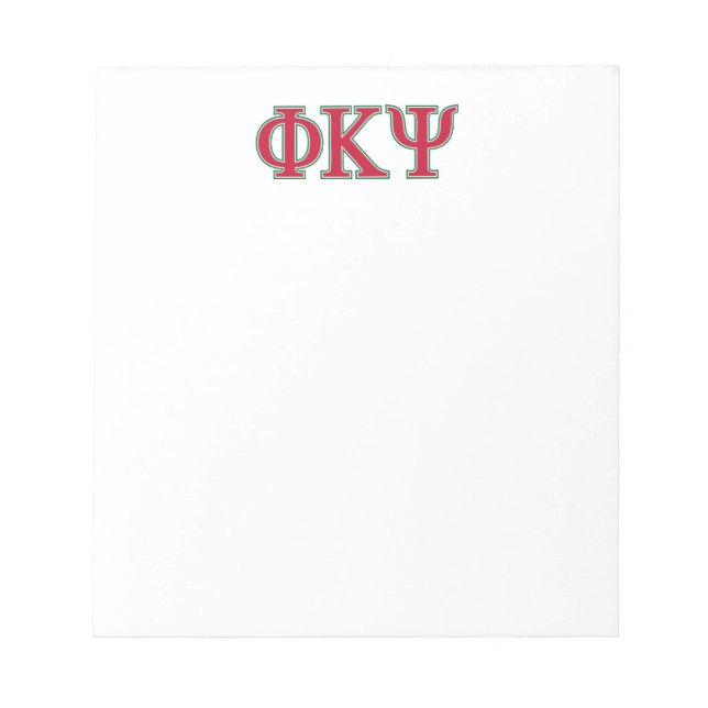 Phi Kappa Psi Greek Letters Red & Green Logo Notepad (Front)
