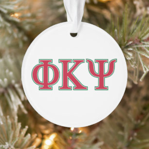 Phi Kappa Psi Greek Letters Red & Green Logo Ornament