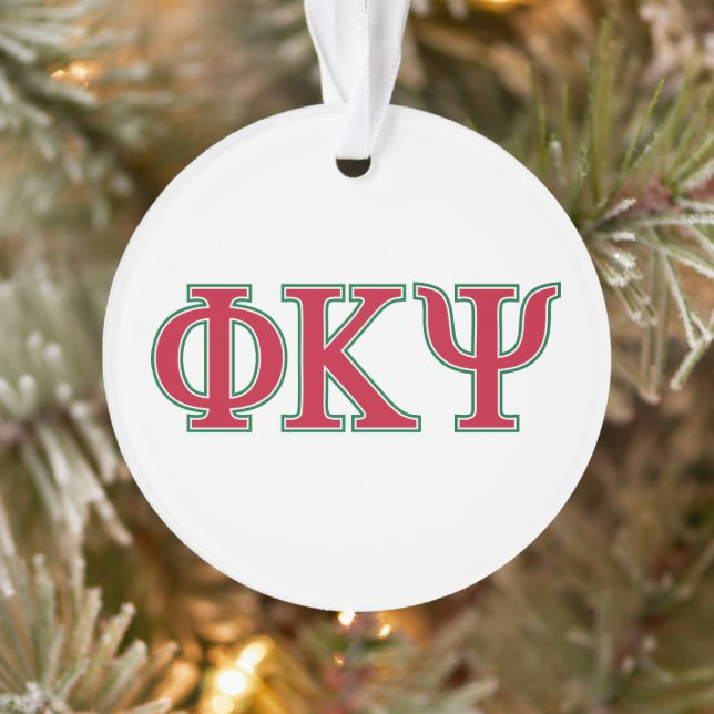 Phi Kappa Psi Greek Letters Red & Green Logo Ornament (Tree)