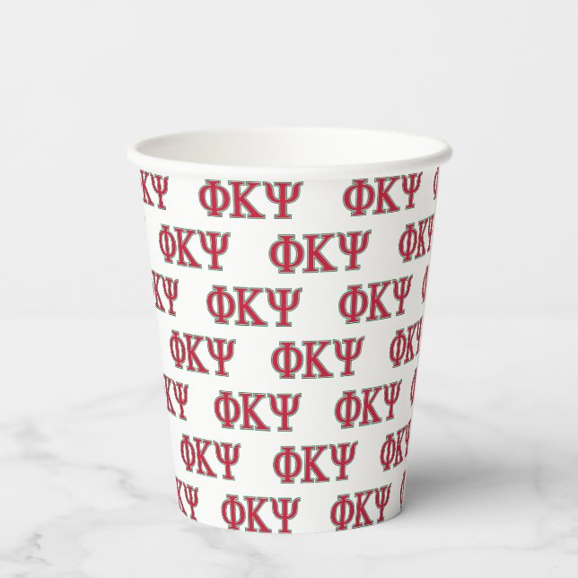 Phi Kappa Psi Greek Letters Red & Green Logo Paper Cups (Back)