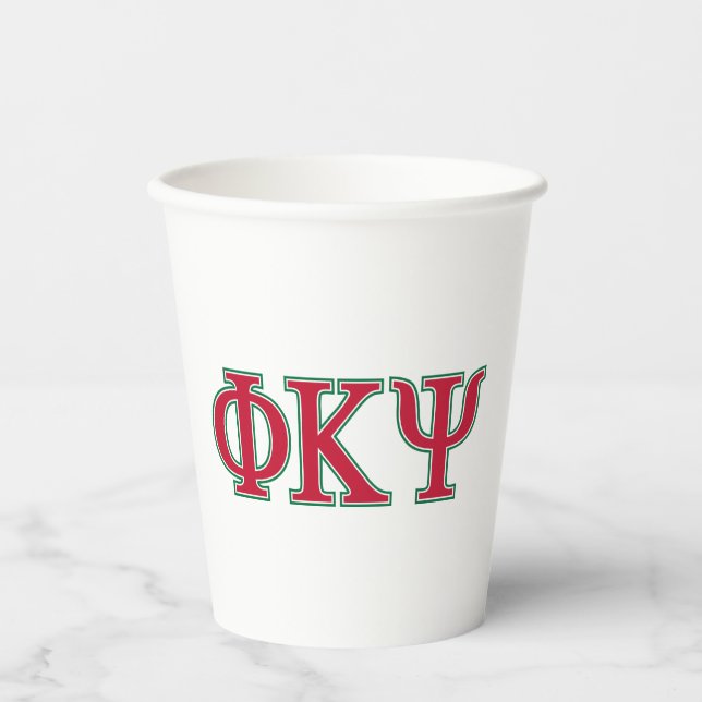 Phi Kappa Psi Greek Letters Red & Green Logo Paper Cups (Front)