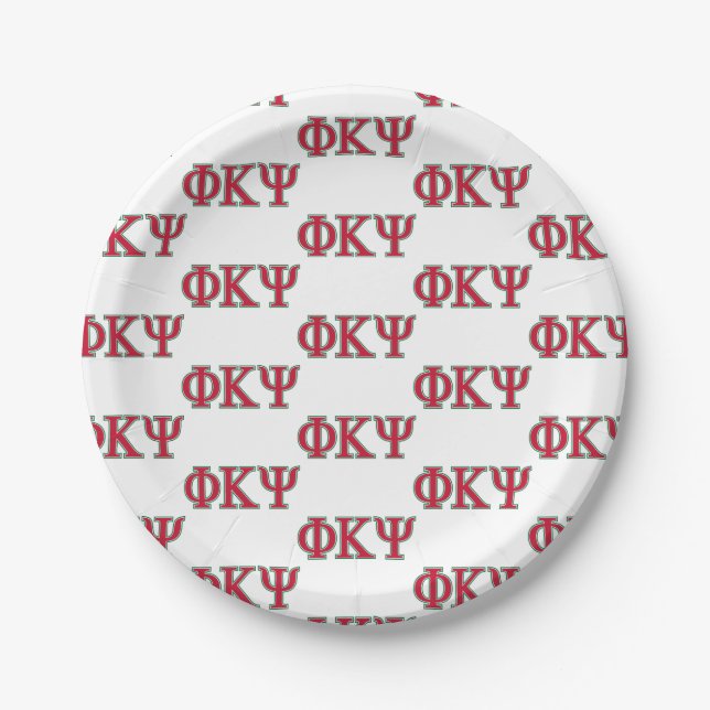 Phi Kappa Psi Greek Letters Red & Green Logo Paper Plates (Front)