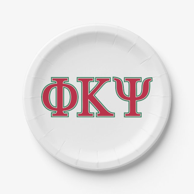 Phi Kappa Psi Greek Letters Red & Green Logo Paper Plates (Front)