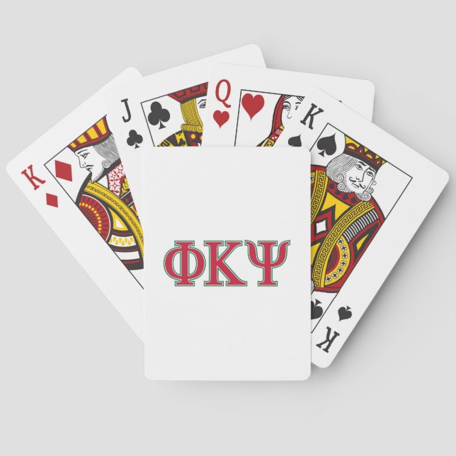 Phi Kappa Psi Greek Letters Red & Green Logo Poker Cards (Back)