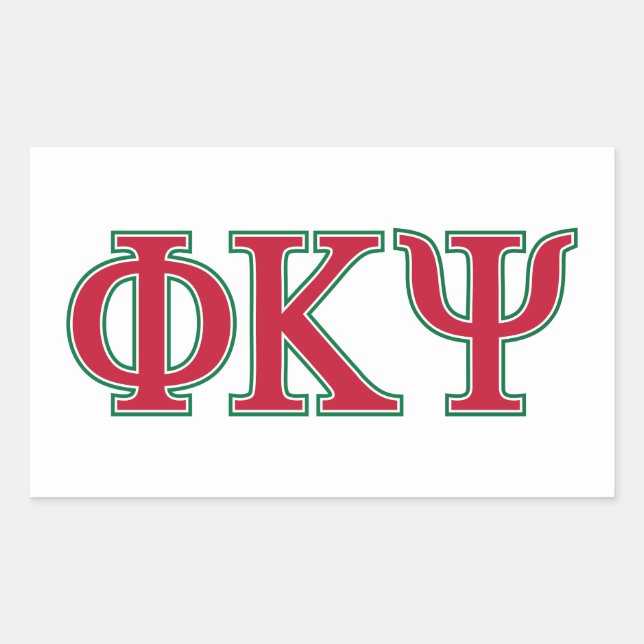 Phi Kappa Psi Greek Letters Red & Green Logo Rectangular Sticker (Front)