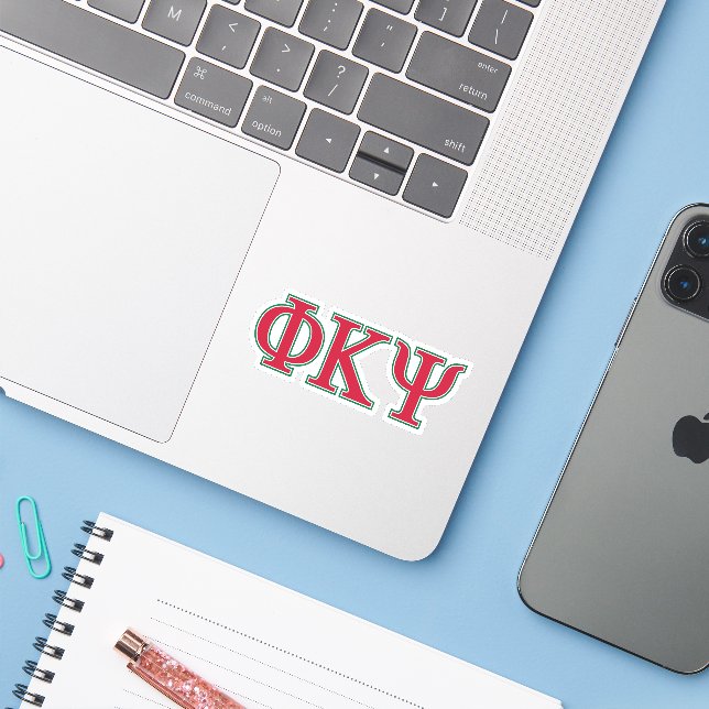 Phi Kappa Psi Greek Letters Red & Green Logo Sticker (Laptop w/ iPhone)
