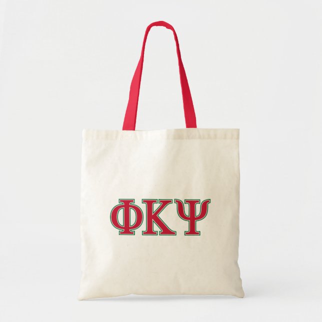 Phi Kappa Psi Greek Letters Red & Green Logo Tote Bag (Front)
