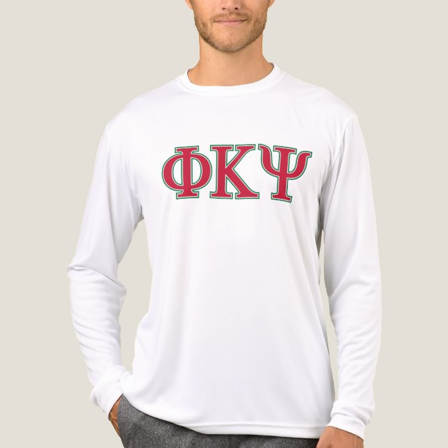 Phi Kappa Psi Greek Letters Red & Green Logo Tri-Blend Shirt (Front)
