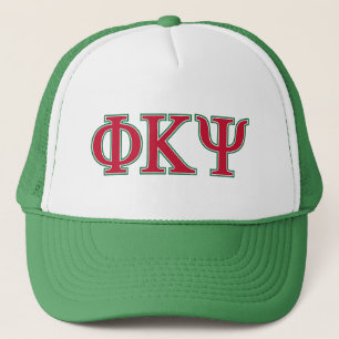 Phi Kappa Psi Greek Letters Red & Green Logo Trucker Hat