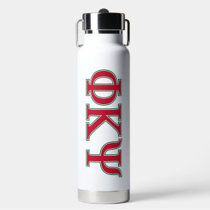 Phi Kappa Psi Greek Letters Red & Green Logo Water Bottle
